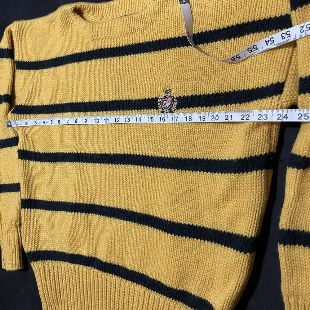 Vintage Polo Ralph Lauren Crest Striped 90s Sweater Wu-Tang Yellow Black Wool